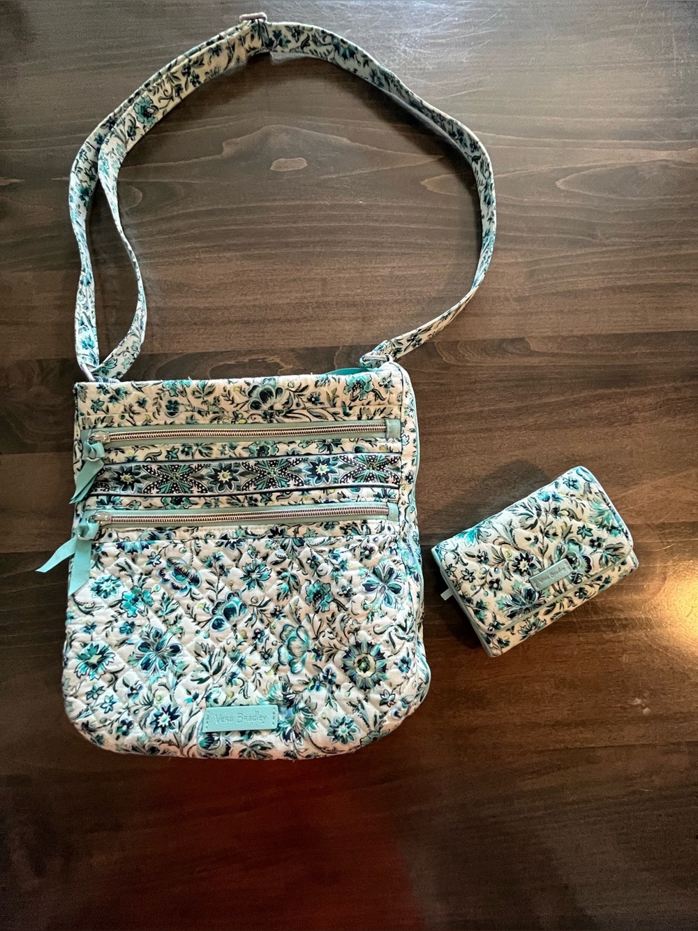 Vera Bradley Cloud Vine Hipster Crossbody w/ Matching Wallet.